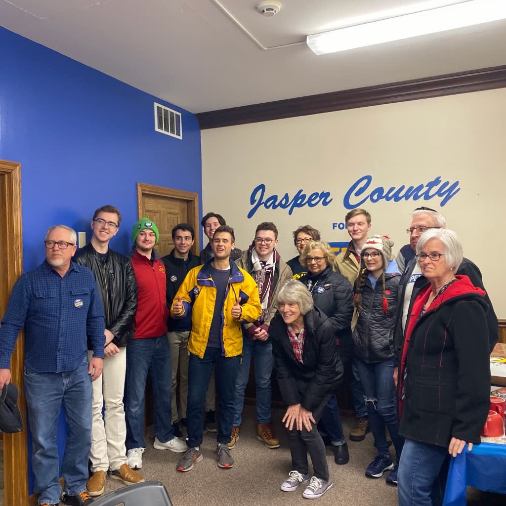 Campaign volunteers gathering in local office